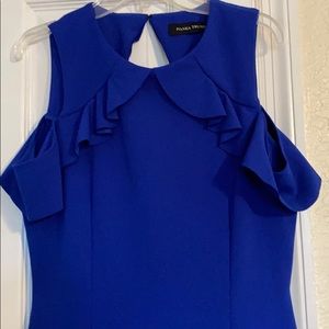 Ivanka Trump Ruffled top and back Blue Midi Dress